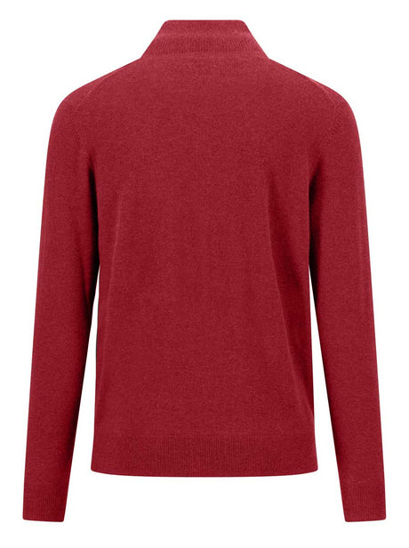Fynch Hatton Knitwear & Jumpers Fynch Hatton - Brick Wool/Cashmere 1/4 Zip Jumper