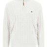 Fynch Hatton Knitwear & Jumpers Fynch Hatton - Cotton Cable Knit Quarter Zip Off White Jumper