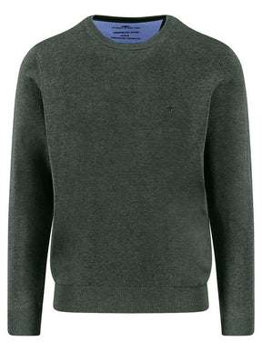Fynch Hatton Knitwear & Jumpers Fynch Hatton - Crew Neck Superfine Cotton Dark Ivy Jumper