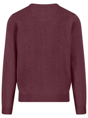 Fynch Hatton Knitwear & Jumpers Fynch Hatton - Crew Neck Superfine Cotton Deep Merlot Jumper