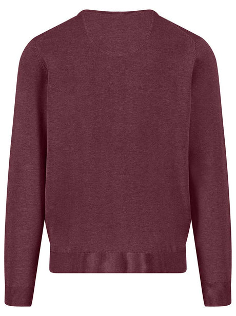 Fynch Hatton Knitwear & Jumpers Fynch Hatton - Crew Neck Superfine Cotton Deep Merlot Jumper
