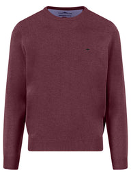 Fynch Hatton Knitwear & Jumpers Fynch Hatton - Crew Neck Superfine Cotton Deep Merlot Jumper