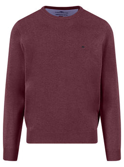 Fynch Hatton Knitwear & Jumpers Fynch Hatton - Crew Neck Superfine Cotton Deep Merlot Jumper