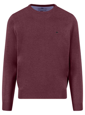 Fynch Hatton Knitwear & Jumpers Fynch Hatton - Crew Neck Superfine Cotton Deep Merlot Jumper