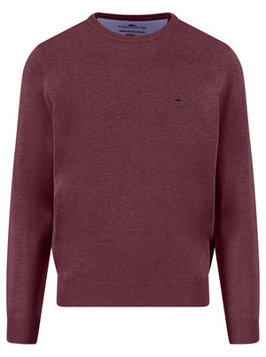 Fynch Hatton Knitwear & Jumpers Fynch Hatton - Crew Neck Superfine Cotton Deep Merlot Jumper