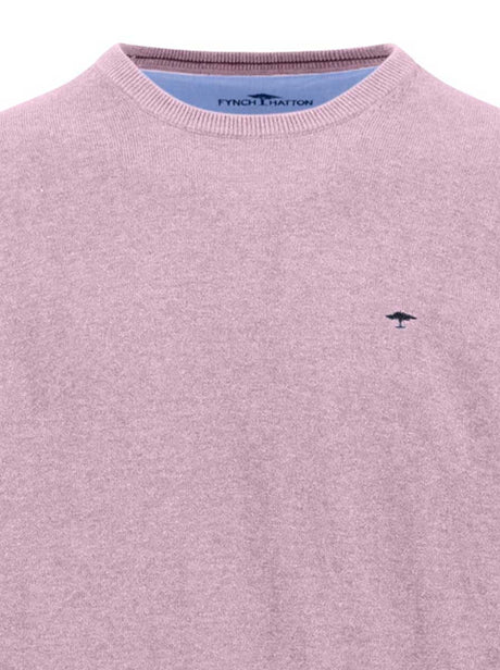 Fynch Hatton Knitwear & Jumpers Fynch Hatton - Crew Neck Superfine Cotton Magnolia Jumper