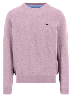 Fynch Hatton Knitwear & Jumpers Fynch Hatton - Crew Neck Superfine Cotton Magnolia Jumper