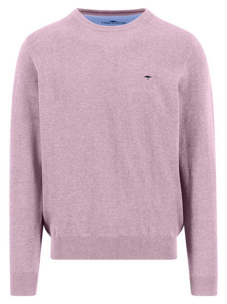 Fynch Hatton Knitwear & Jumpers Fynch Hatton - Crew Neck Superfine Cotton Magnolia Jumper
