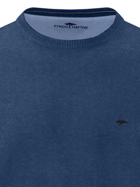 Fynch Hatton Knitwear & Jumpers Fynch Hatton - Crew Neck Superfine Cotton Midnight Jumper