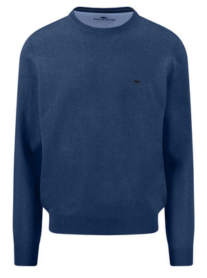Fynch Hatton Knitwear & Jumpers Fynch Hatton - Crew Neck Superfine Cotton Midnight Jumper