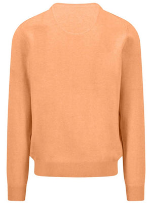 Fynch Hatton Knitwear & Jumpers Fynch Hatton - Crew Neck Superfine Cotton Tangerine Jumper