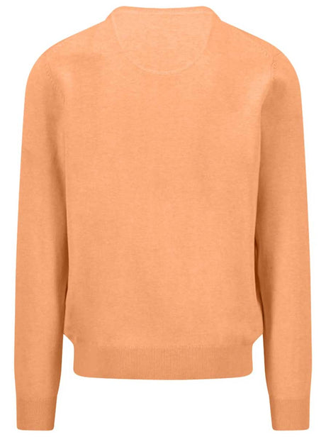 Fynch Hatton Knitwear & Jumpers Fynch Hatton - Crew Neck Superfine Cotton Tangerine Jumper