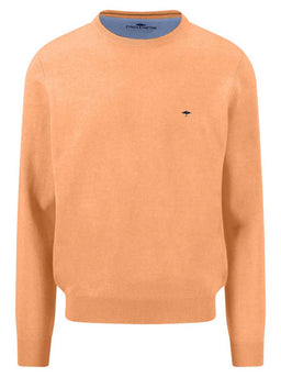 Fynch Hatton Knitwear & Jumpers Fynch Hatton - Crew Neck Superfine Cotton Tangerine Jumper