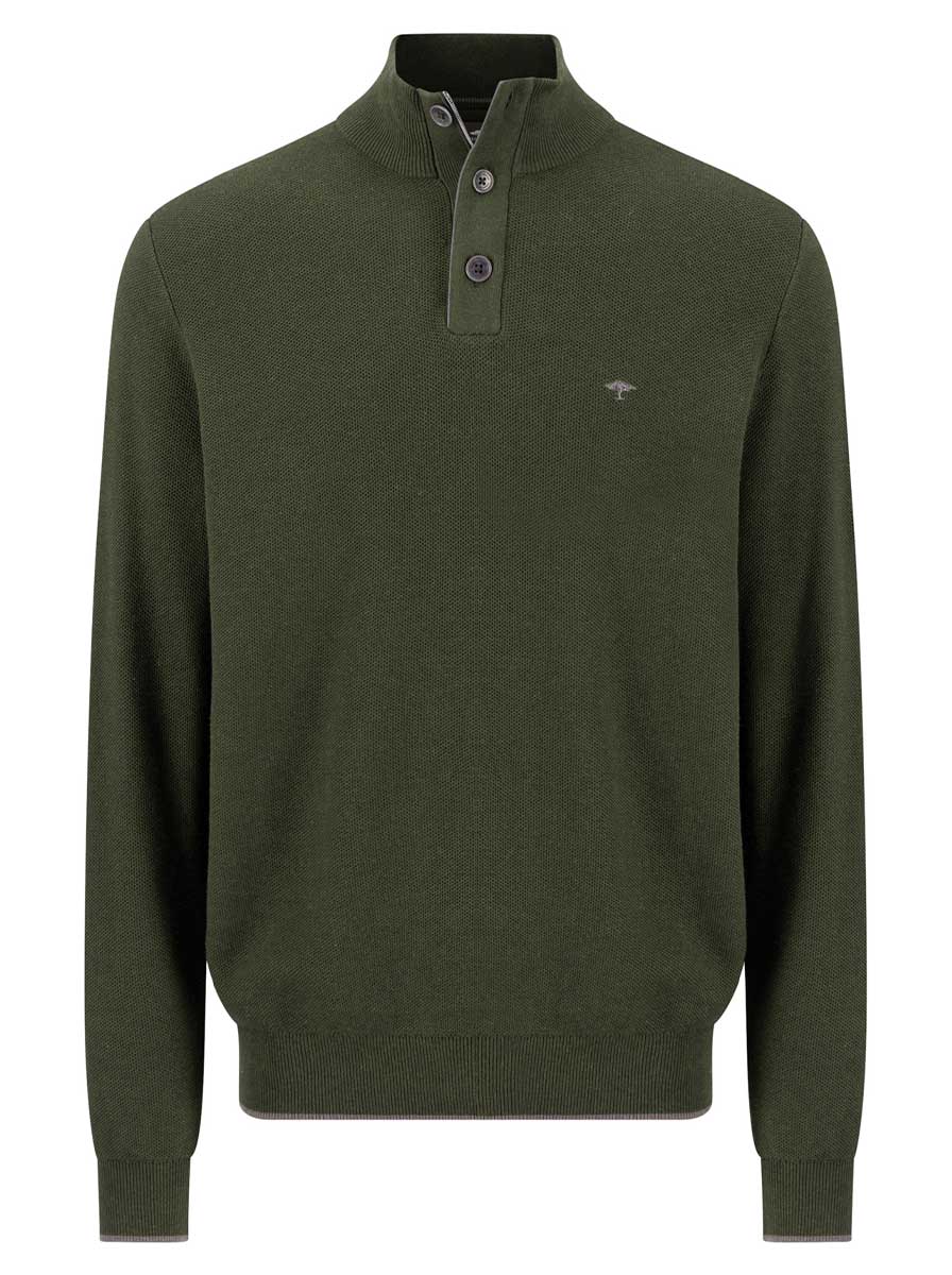 Fynch Hatton Knitwear & Jumpers Fynch Hatton - Cypress 1/4 Zip & Button Cotton Jumper
