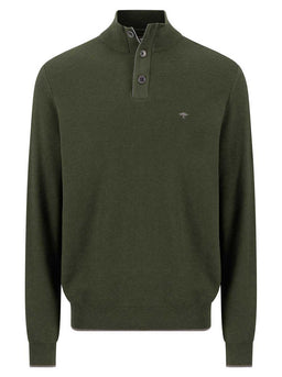 Fynch Hatton Knitwear & Jumpers Fynch Hatton - Cypress 1/4 Zip & Button Cotton Jumper