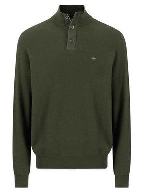 Fynch Hatton Knitwear & Jumpers Fynch Hatton - Cypress 1/4 Zip & Button Cotton Jumper