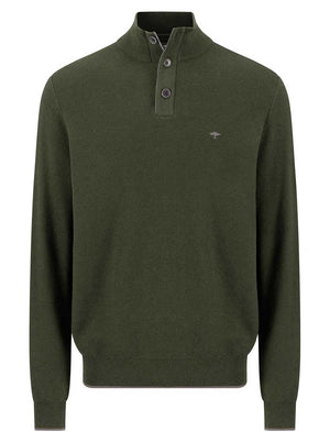 Fynch Hatton Knitwear & Jumpers Fynch Hatton - Cypress 1/4 Zip & Button Cotton Jumper