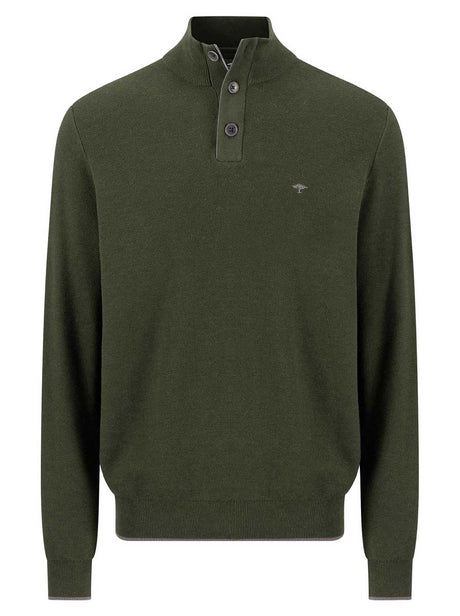 Fynch Hatton Knitwear & Jumpers Fynch Hatton - Cypress 1/4 Zip & Button Cotton Jumper