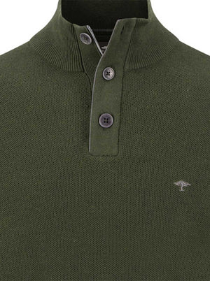 Fynch Hatton Knitwear & Jumpers Fynch Hatton - Cypress 1/4 Zip & Button Cotton Jumper