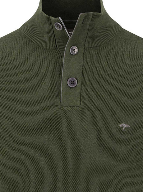 Fynch Hatton Knitwear & Jumpers Fynch Hatton - Cypress 1/4 Zip & Button Cotton Jumper