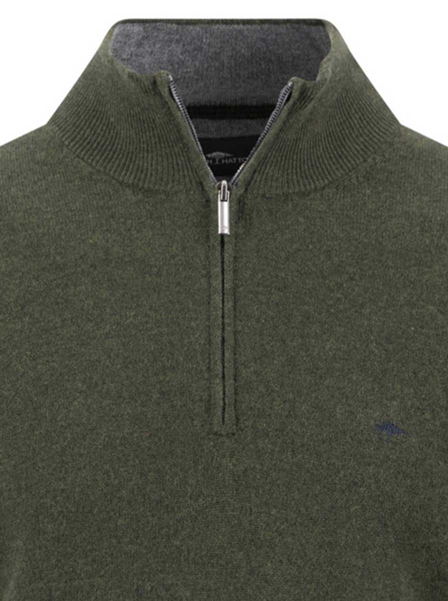 Fynch Hatton Knitwear & Jumpers Fynch Hatton - Cypress Wool/Cashmere 1/4 Zip Jumper