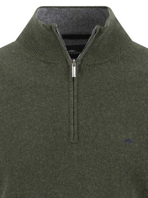 Fynch Hatton Knitwear & Jumpers Fynch Hatton - Cypress Wool/Cashmere 1/4 Zip Jumper