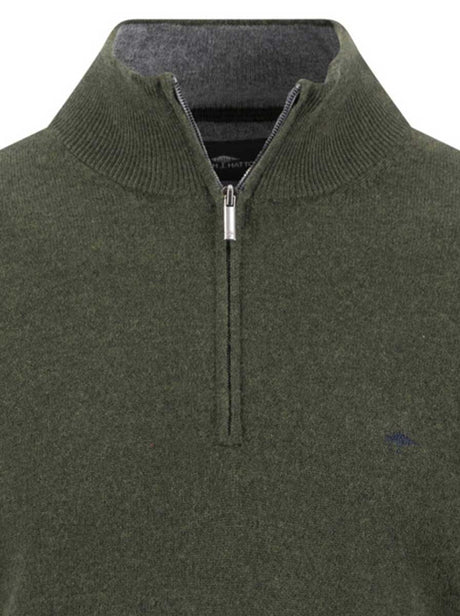 Fynch Hatton Knitwear & Jumpers Fynch Hatton - Cypress Wool/Cashmere 1/4 Zip Jumper