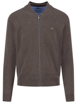 Fynch Hatton Knitwear & Jumpers Fynch Hatton - Full Zip Superfine Cotton Earth Jumper