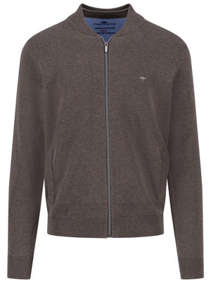 Fynch Hatton Knitwear & Jumpers Fynch Hatton - Full Zip Superfine Cotton Earth Jumper