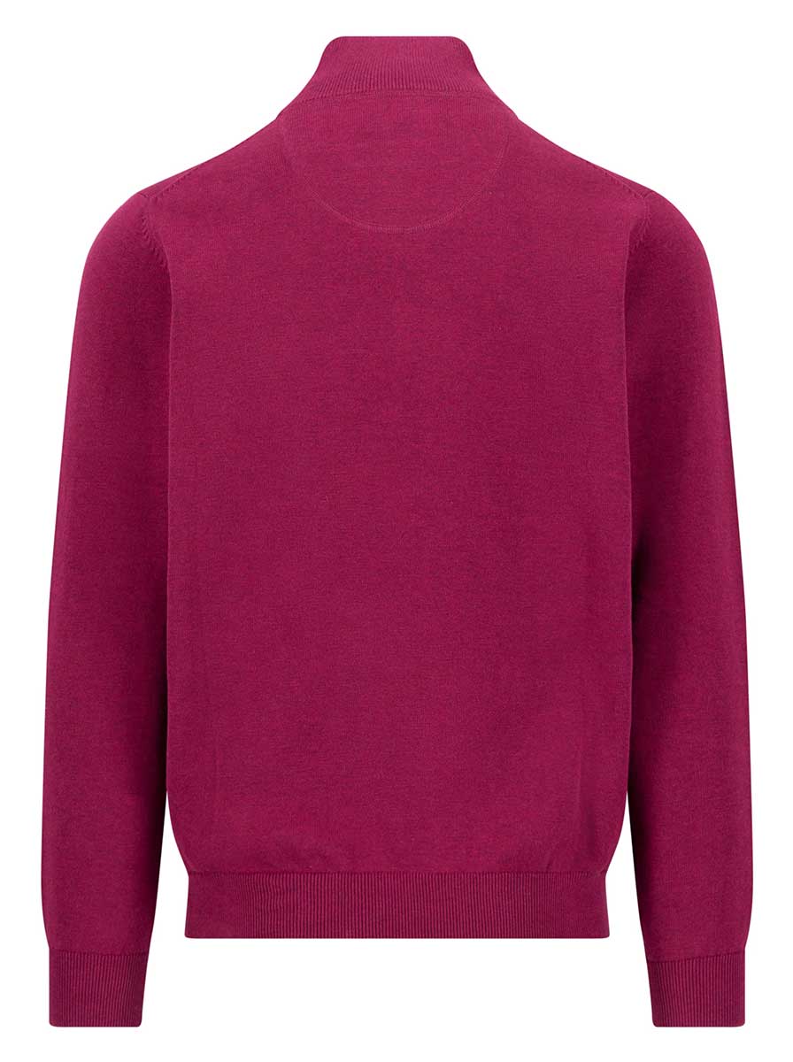 Fynch Hatton Knitwear & Jumpers Fynch Hatton - Grape 1/4 Zip Superfine Cotton Jumper