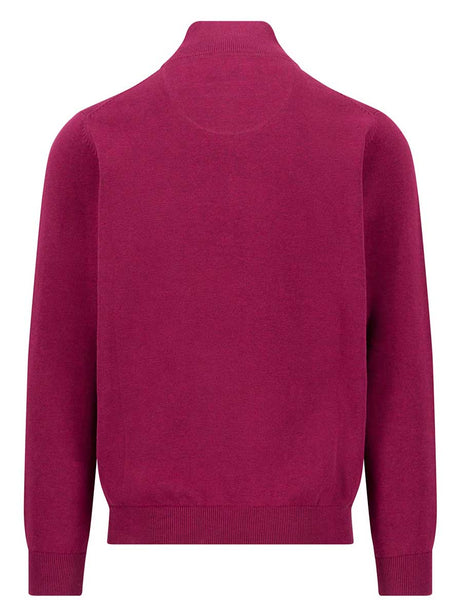 Fynch Hatton Knitwear & Jumpers Fynch Hatton - Grape 1/4 Zip Superfine Cotton Jumper