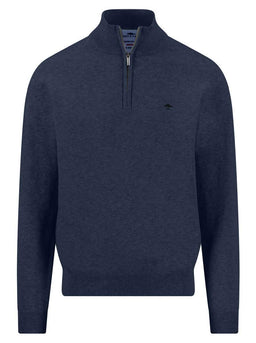 Fynch Hatton Knitwear & Jumpers Fynch Hatton - Ink Blue 1/4 Zip Superfine Cotton Jumper