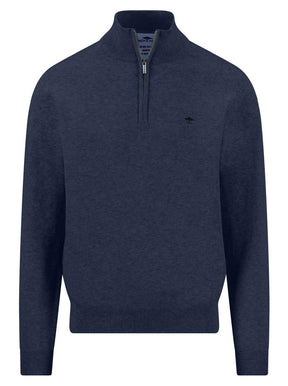 Fynch Hatton Knitwear & Jumpers Fynch Hatton - Ink Blue 1/4 Zip Superfine Cotton Jumper