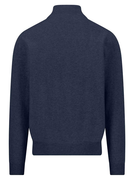 Fynch Hatton Knitwear & Jumpers Fynch Hatton - Ink Blue 1/4 Zip Superfine Cotton Jumper