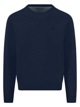 Fynch Hatton Knitwear & Jumpers Fynch Hatton - Ink Blue Crew Neck Superfine Cotton Jumper