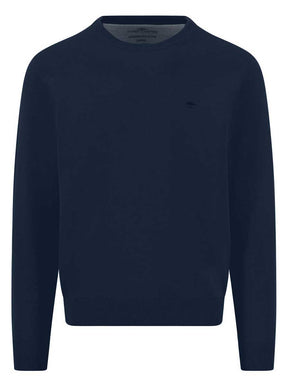 Fynch Hatton Knitwear & Jumpers Fynch Hatton - Ink Blue Crew Neck Superfine Cotton Jumper