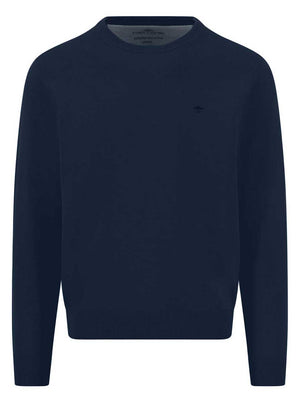 Fynch Hatton Knitwear & Jumpers Fynch Hatton - Ink Blue Crew Neck Superfine Cotton Jumper