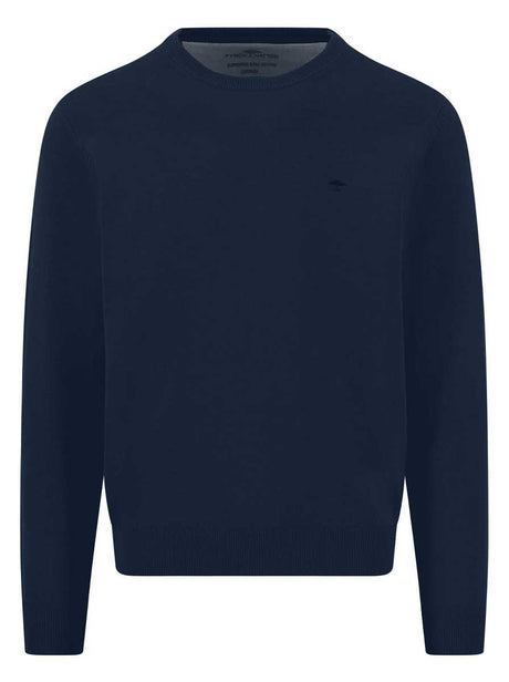 Fynch Hatton Knitwear & Jumpers Fynch Hatton - Ink Blue Crew Neck Superfine Cotton Jumper