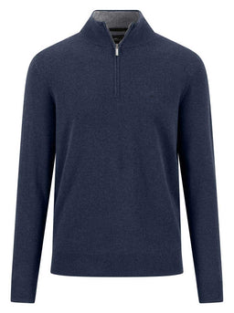 Fynch Hatton Knitwear & Jumpers Fynch Hatton - Ink Blue Wool/Cashmere 1/4 Zip Jumper