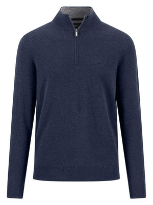 Fynch Hatton Knitwear & Jumpers Fynch Hatton - Ink Blue Wool/Cashmere 1/4 Zip Jumper