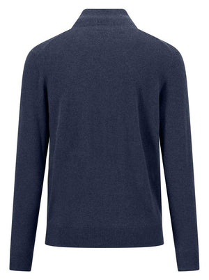 Fynch Hatton Knitwear & Jumpers Fynch Hatton - Ink Blue Wool/Cashmere 1/4 Zip Jumper