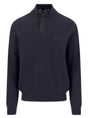 Fynch Hatton Knitwear & Jumpers Fynch Hatton - Navy 1/4 Zip & Button Cotton Jumper