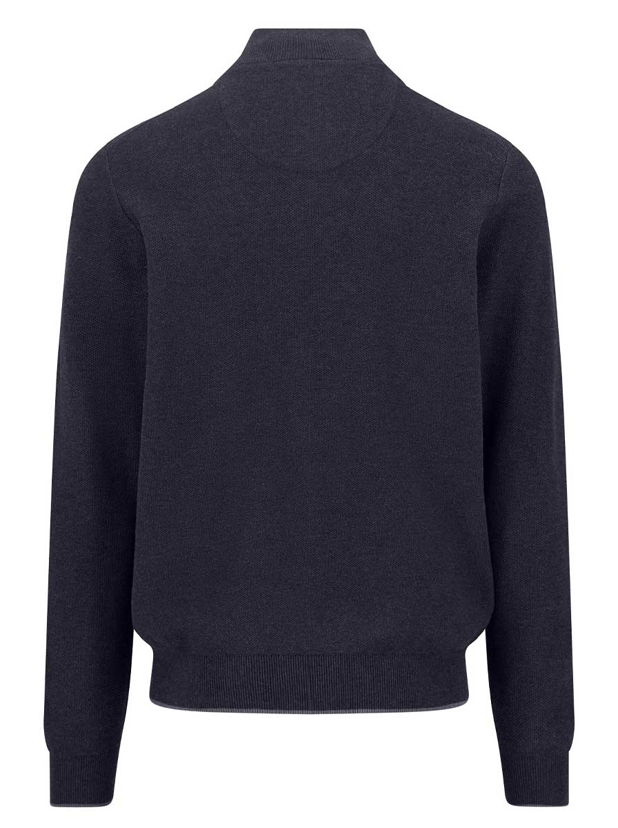 Fynch Hatton Knitwear & Jumpers Fynch Hatton - Navy 1/4 Zip & Button Cotton Jumper