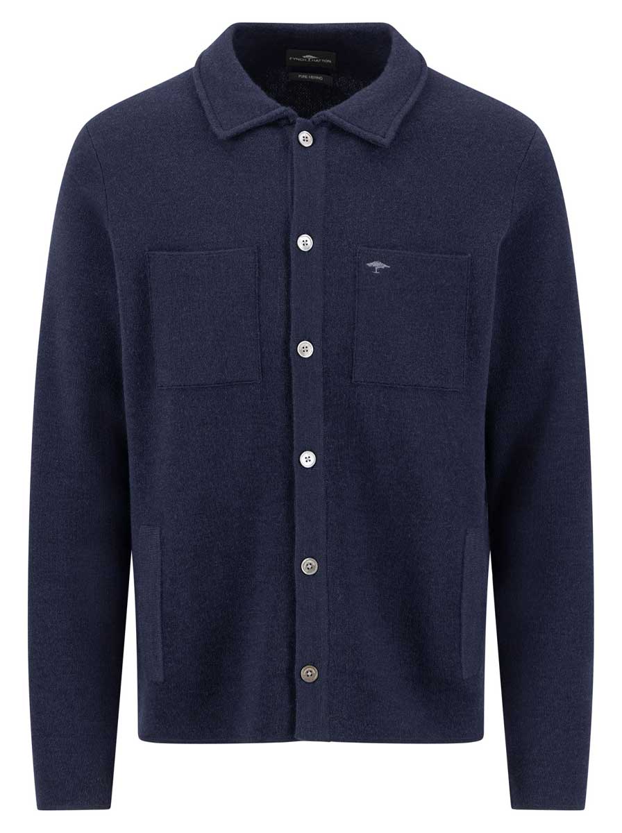 Fynch Hatton Knitwear & Jumpers Fynch Hatton - Navy Merino Wool Cardigan