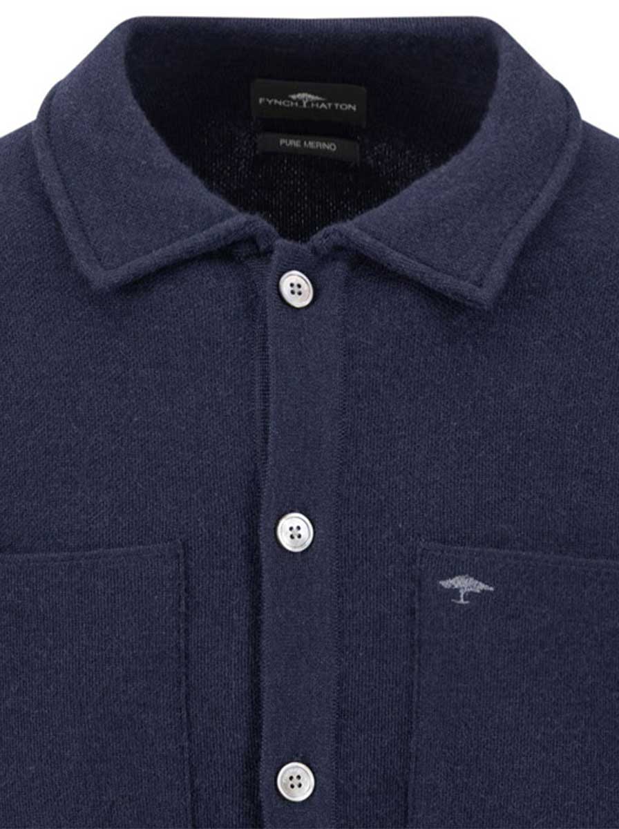 Fynch Hatton Knitwear & Jumpers Fynch Hatton - Navy Merino Wool Cardigan