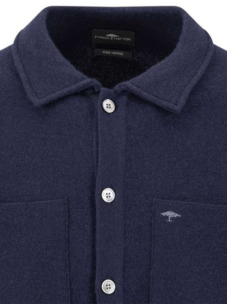 Fynch Hatton Knitwear & Jumpers Fynch Hatton - Navy Merino Wool Cardigan