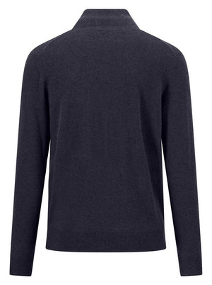 Fynch Hatton Knitwear & Jumpers Fynch Hatton - Navy Wool/Cashmere 1/4 Zip Jumper