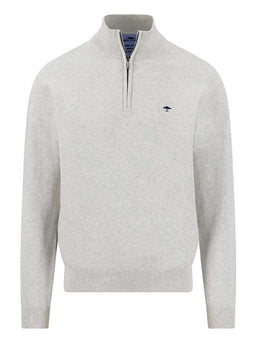 Fynch Hatton Knitwear & Jumpers Fynch Hatton - Snow White 1/4 Zip Superfine Cotton Jumper
