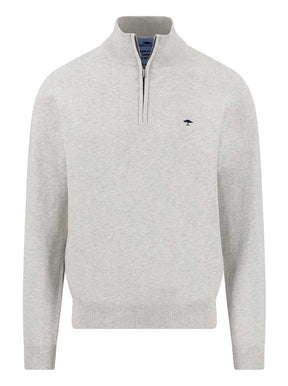 Fynch Hatton Knitwear & Jumpers Fynch Hatton - Snow White 1/4 Zip Superfine Cotton Jumper