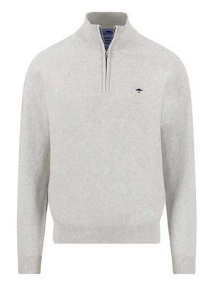 Fynch Hatton Knitwear & Jumpers Fynch Hatton - Snow White 1/4 Zip Superfine Cotton Jumper